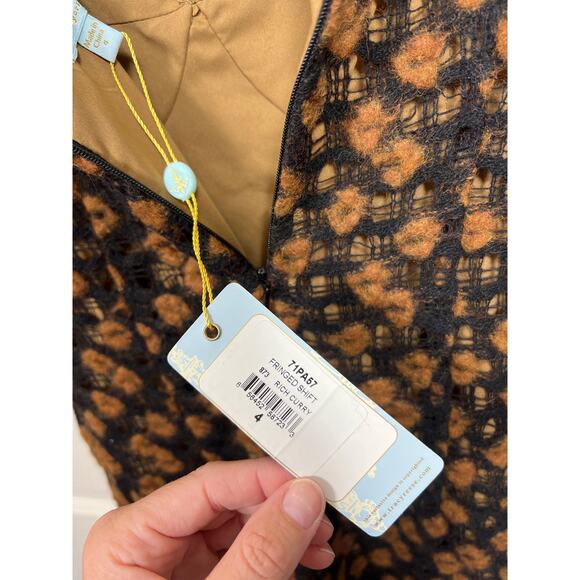 New Tracy Reece New York Fringed Shift Dress in Rich Curry Women's 4 / Small - Picture 5 of 8